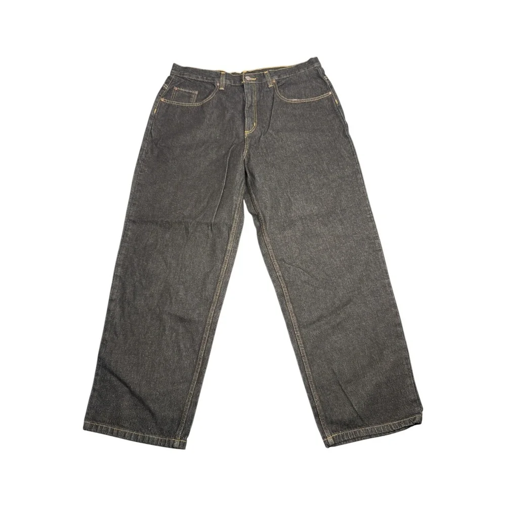 Vintage Anchor Blue Baggy Jeans Mens 38x32 Dark Wash Black Skater Wide Leg 90s